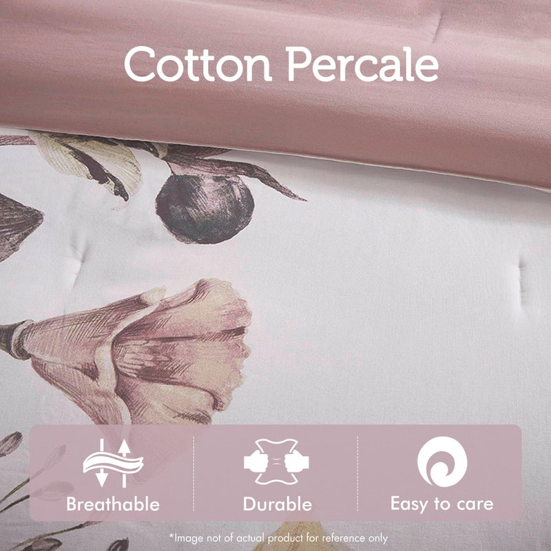 Madison Park Floral California King Comforter Set, Cotton Rich Bedding Set Feminine Design Shabby Chic Cal King Size Comforter Sets, All Season Bed Cover, Shams, Bed Skirt, DÃ©cor Pillow, Blush 8 Piece - Image 4